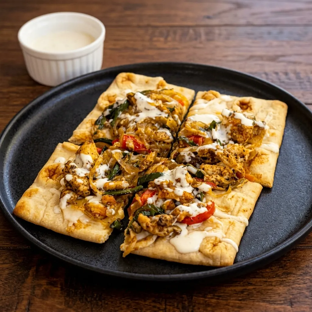 Pepper and cheese skillet with warm flatbread at Cafe Lake Louise, Lake Louise, AB